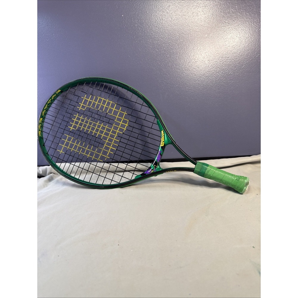 Vintage Wilson Rakattak Junior Tennis Racquet 90s Green Purple Geometric